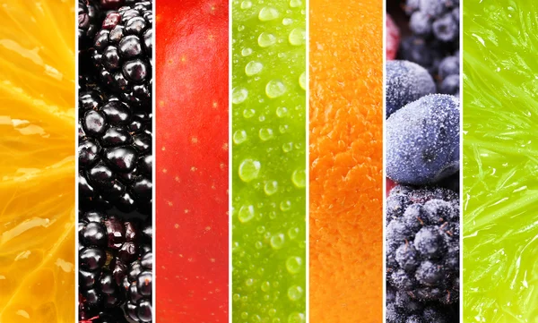 Collage de fruits sains colorés macro — Photo