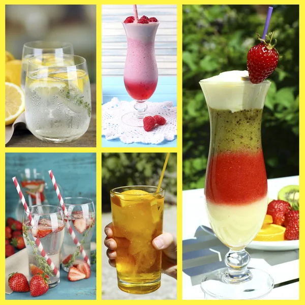 Collage of cold summer beverages — Stock Photo, Image