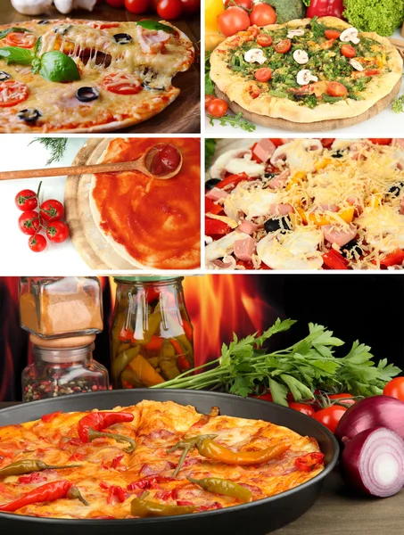 Pizza collage — Stockfoto