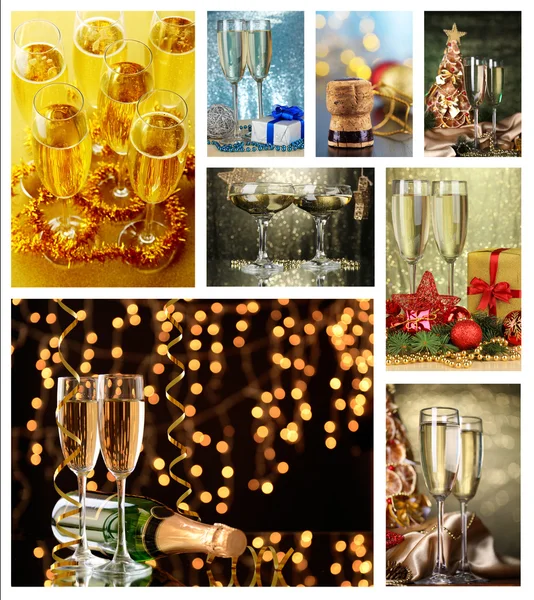 Glasses of champagne on  shine  background — Stock Photo, Image