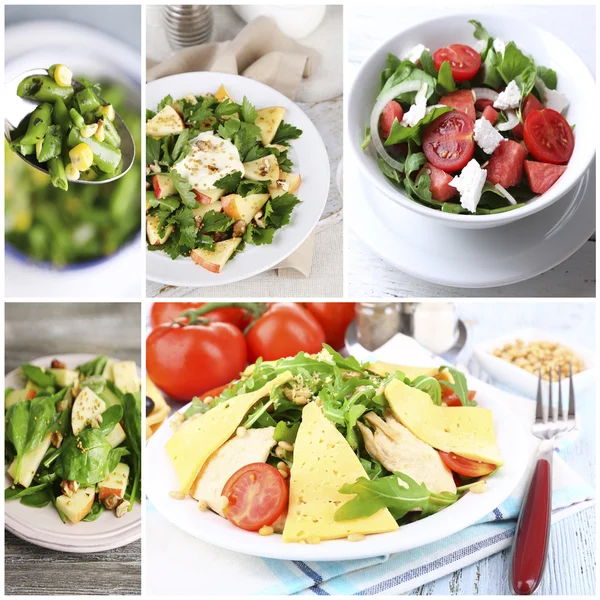 Collage de salades savoureuses — Photo