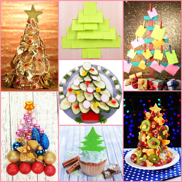 Collage di alberi di Natale creativi — Foto Stock