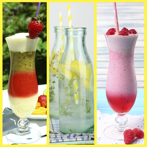 Collage of cold summer beverages — Stock Photo, Image
