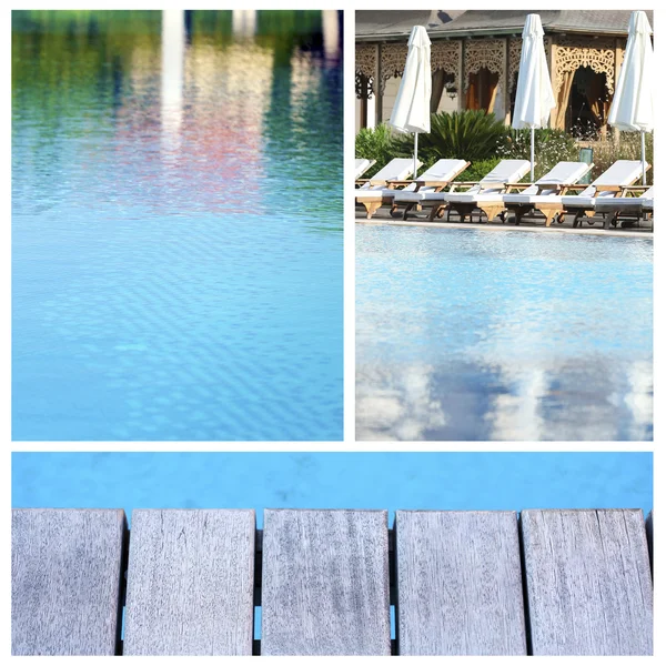 Collage di foto con piscina — Foto Stock