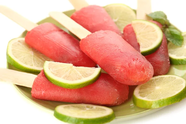 Helado de sandía, aislado sobre blanco —  Fotos de Stock