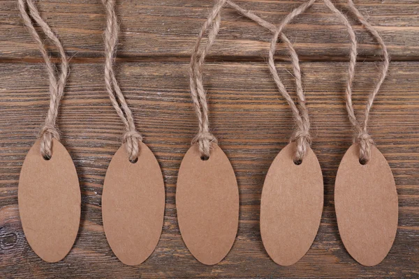 Empty tags on wood — Stock Photo, Image