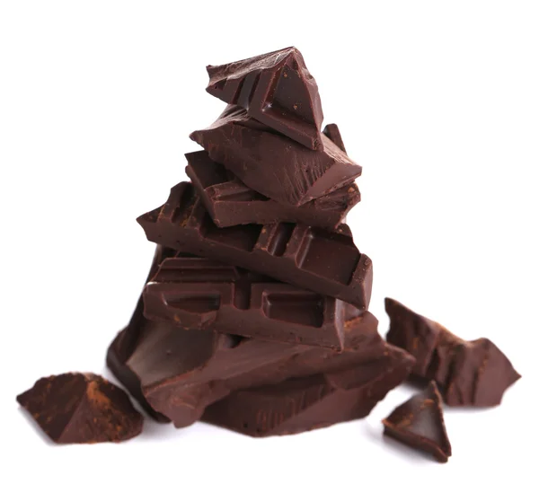 Pęknięty czekolady na białym tle — Zdjęcie stockowe