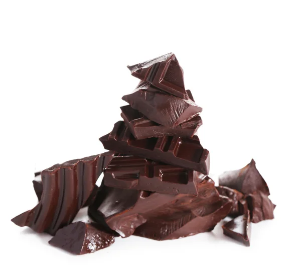 Barra de chocolate agrietada aislada en blanco —  Fotos de Stock