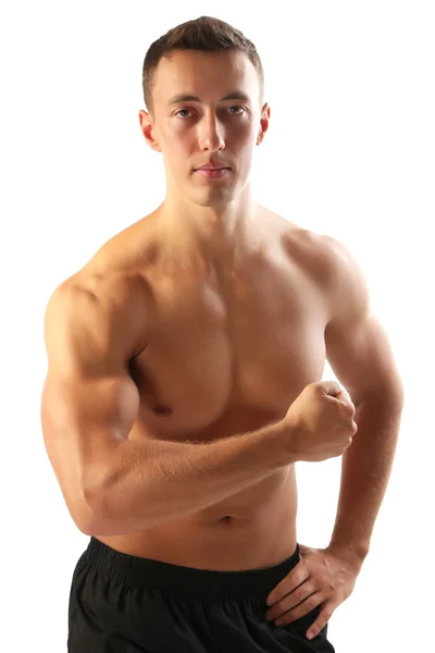 Handsome muscle young man isolated on white — Stock Photo, Image