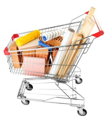Shopping cart with materials for renovation