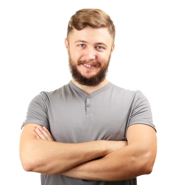 Homem bonito com barba — Fotografia de Stock