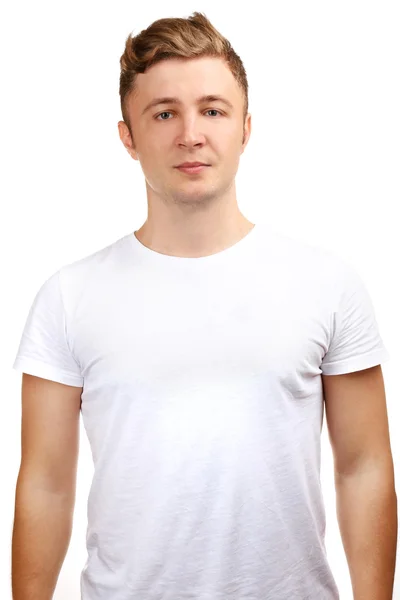 Genç adam beyaz izole portresi — Stok fotoğraf