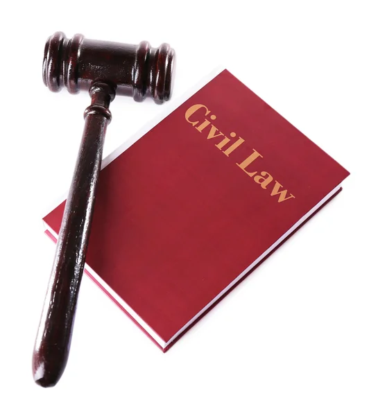 Libro di diritto civile con martello — Foto Stock