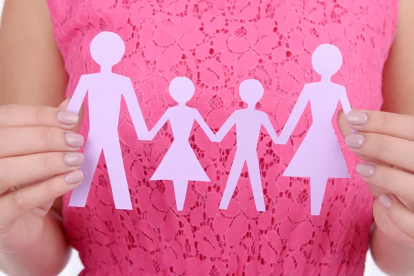 Hands holding paper family — Stock Photo, Image