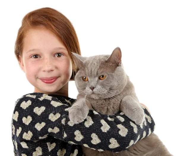 Niña con gato — Foto de Stock