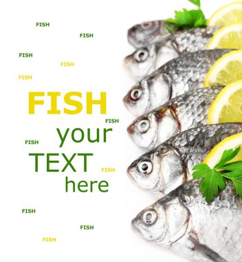 limon ve beyaz izole maydanoz taze balıklar