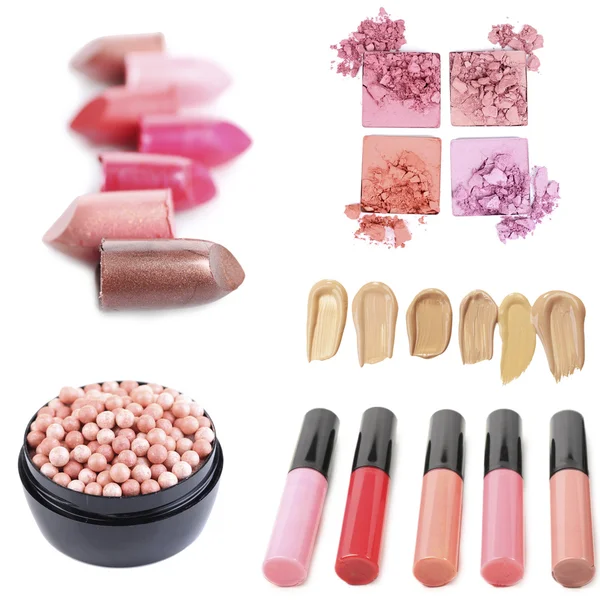 Cosmetics collage on white — Stock Photo, Image