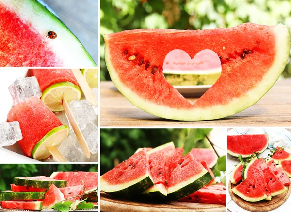 Collage van zoete watermeloen — Stockfoto