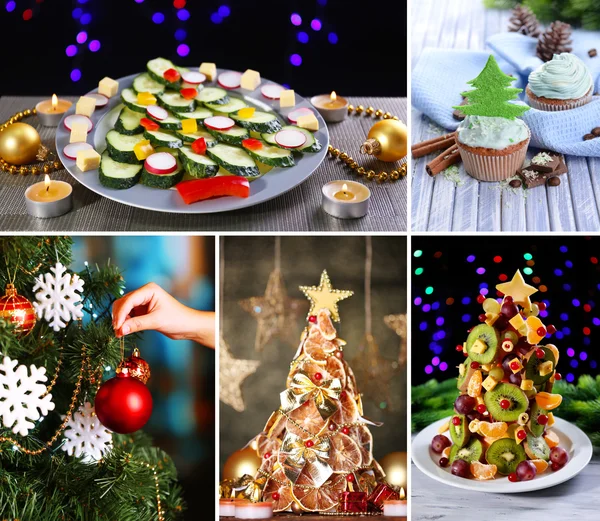 Collage de árboles de Navidad creativos — Foto de Stock