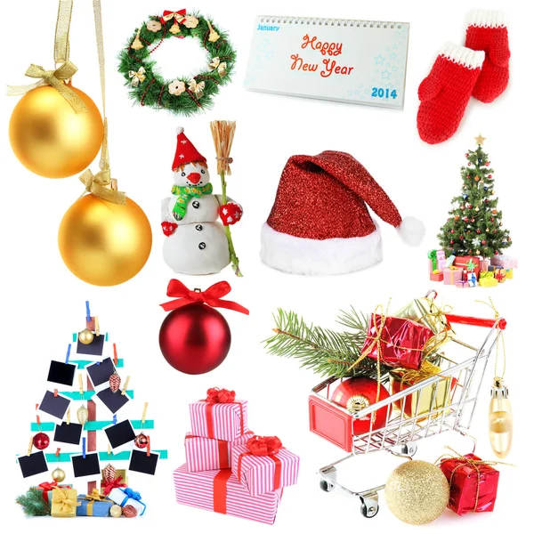 Natale e Capodanno collezione di decorazioni — Foto Stock