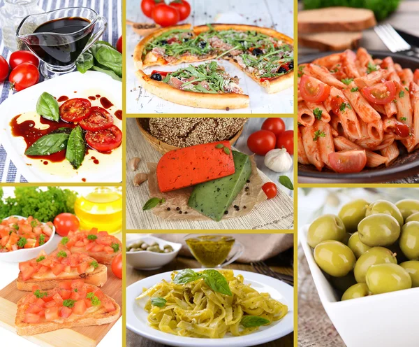 Collage van lekker Italiaans eten — Stockfoto