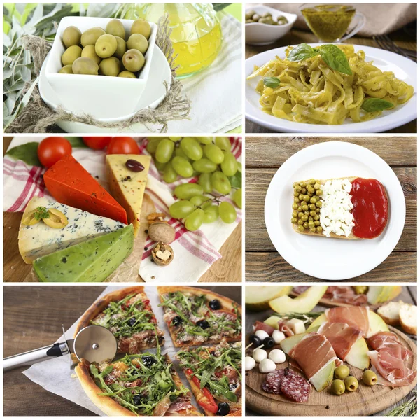 Collage de sabrosa comida italiana — Foto de Stock