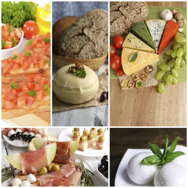 Collage de savoureux plats italiens — Photo