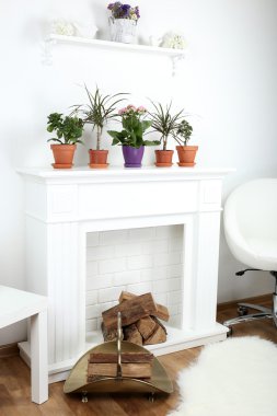 güzel süslemeleri ile şömine