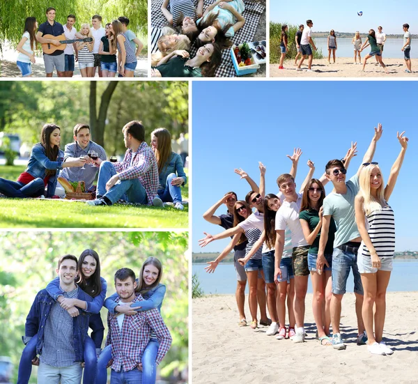 Szczęśliwi przyjaciele na plaży — Zdjęcie stockowe