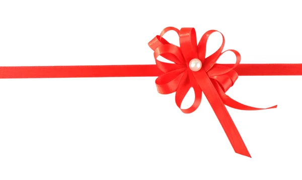 Red ribbon and red bow — Stock Photo, Image