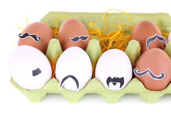 Яйца улыбаются в подносе — стоковое фото