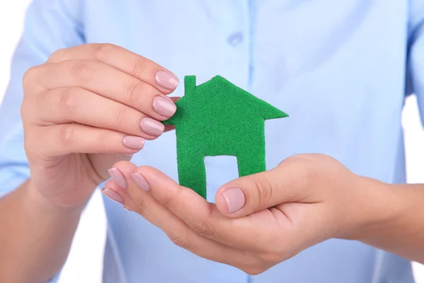 Woman hands holding paper house close up — Stock Photo, Image