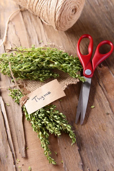 Thyme on table close-up — Stock Photo, Image