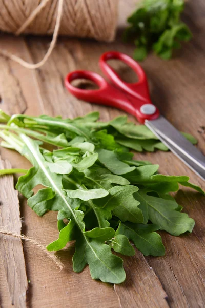 Arugula on table close-up — Stock Photo, Image