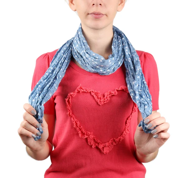 Kvinnan bär scarf — Stockfoto