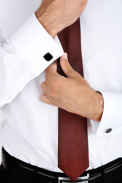 男人领带做 — 图库照片