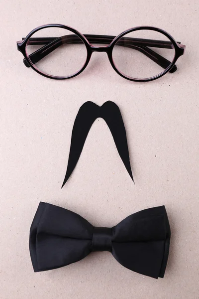 Brille, Schnurrbart und Fliege — Stockfoto
