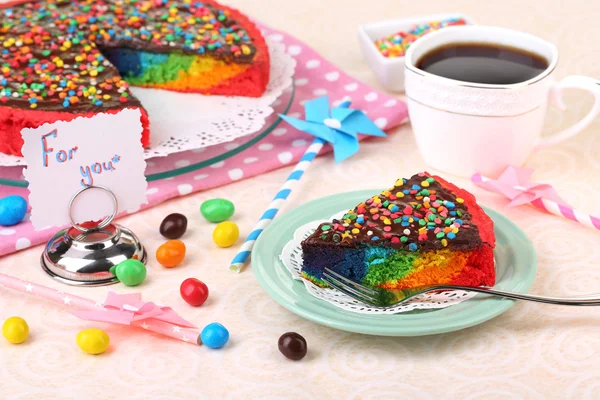 Heerlijke regenboogcake — Stockfoto