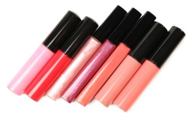 güzel dudak glosses, üzerinde beyaz izole