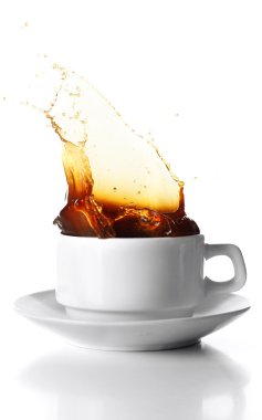 kahve sıçraması, üzerinde beyaz izole ile