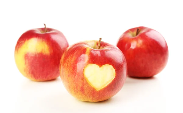 心白で隔離される赤いリンゴ — ストック写真