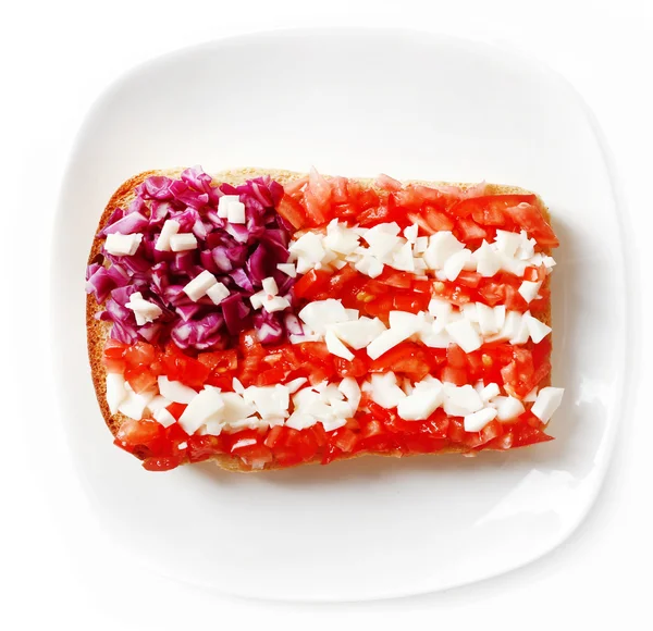 Sandwich with flag of USA Isolated on  white — Stock Photo, Image
