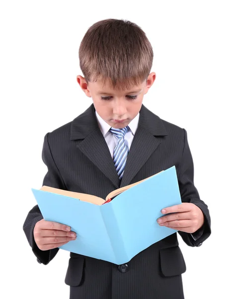 Pequeño colegial aislado en blanco — Foto de Stock