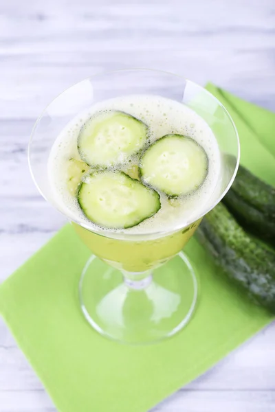 Cucumber cocktail on napkin — Stock Photo, Image