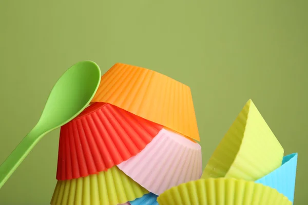 Plastic bowls and spoon — Stock Photo, Image