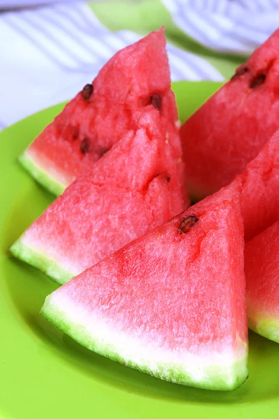 Slices of watermelon on plate — Stock Photo, Image
