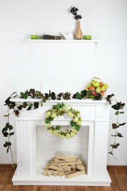 güzel süslemeleri ile şömine