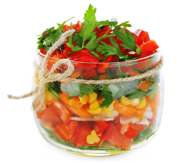 Plantaardige salade in glazen pot — Stockfoto