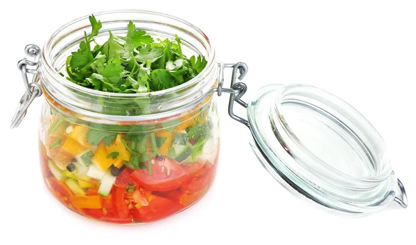 Salade de légumes dans un pot en verre — Photo