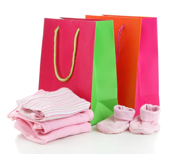 Baby kleding en tassen gift — Stockfoto